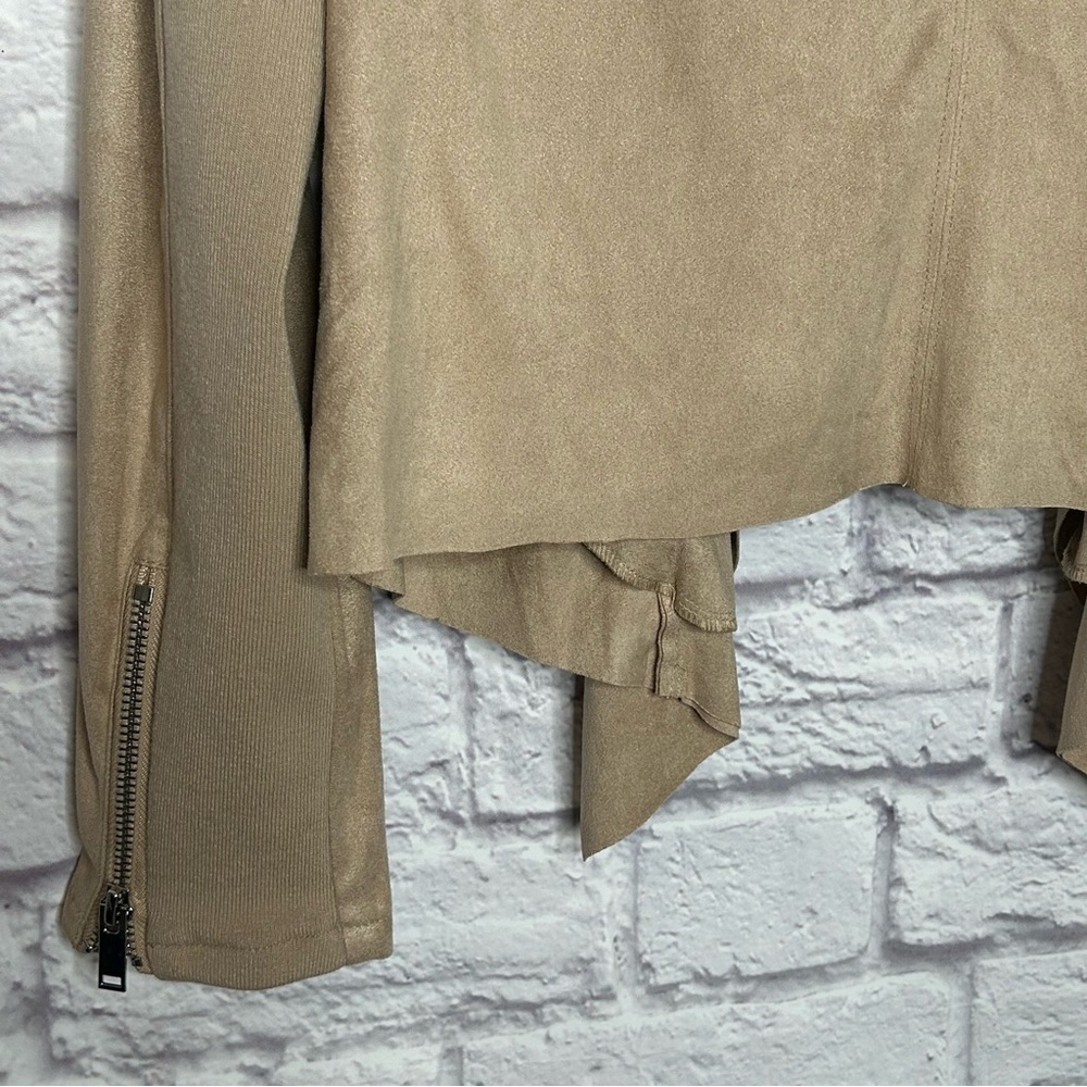 NWT Carmen Marc Valvo Faux Suede Draped Open Front Jacket- Zip Pockets - Picture 10 of 15